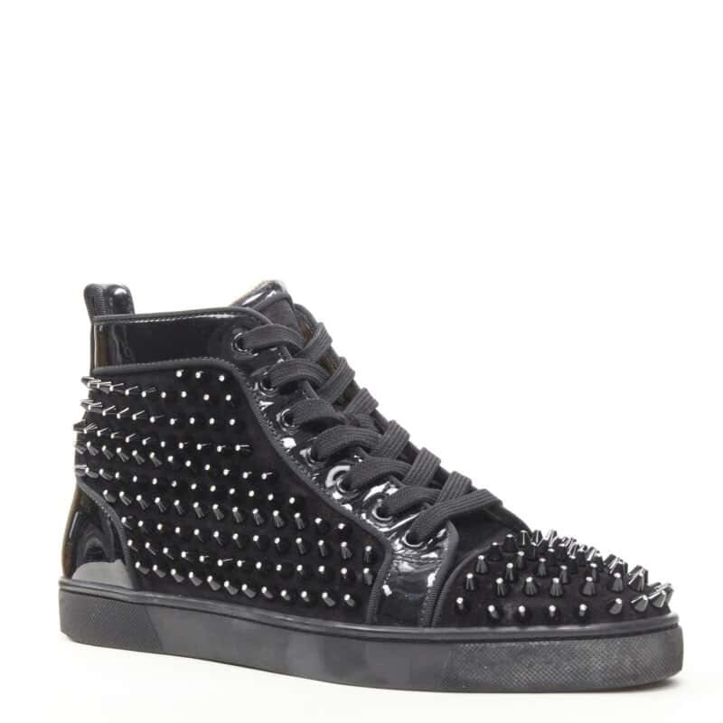 Christian Louboutin Velvet Spike Sneakers Black Polyester Very good condition - Back View