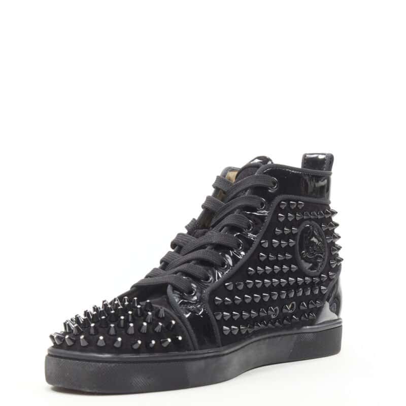 Christian Louboutin Velvet Spike Sneakers Black Polyester Very good condition - Model View