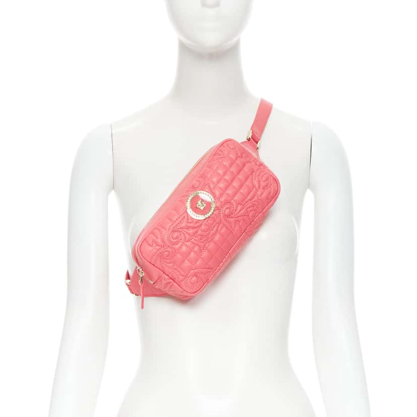 Versace Pink Baroque Waist Bag Pink Leather Never worn, with tag - Back View
