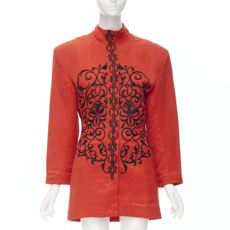 Gianfranco Ferré Red Floral Collar Jacket Red Polyester Good condition - Front View