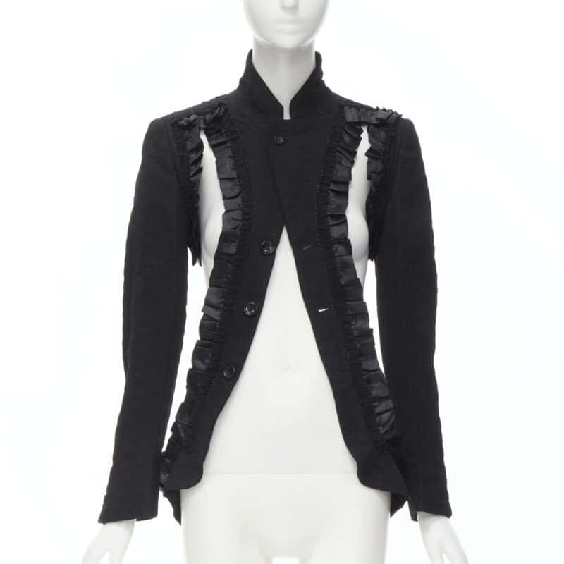 Comme Des Garcons Ruffle Deconstructed Blazer Black Cotton Never worn - Inside View