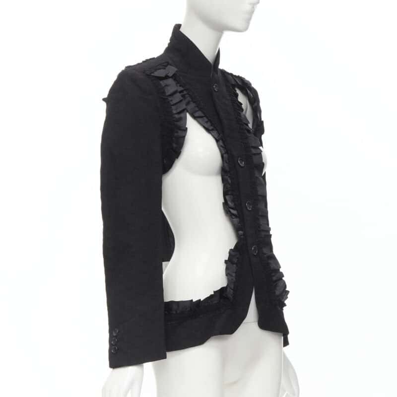 Comme Des Garcons Ruffle Deconstructed Blazer Black Cotton Never worn - Model View