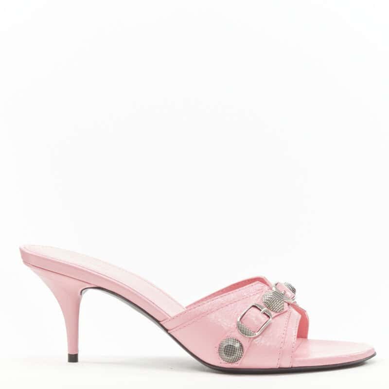 Balenciaga Studded Mule Heels Pink Leather Never worn - Back View