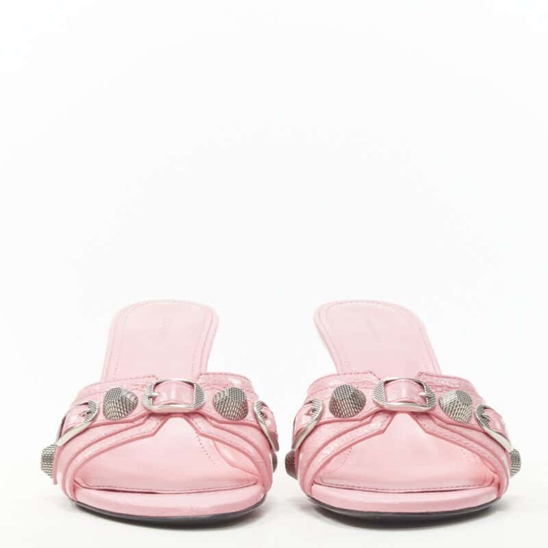 Balenciaga Studded Mule Heels Pink Leather Never worn - Inside View