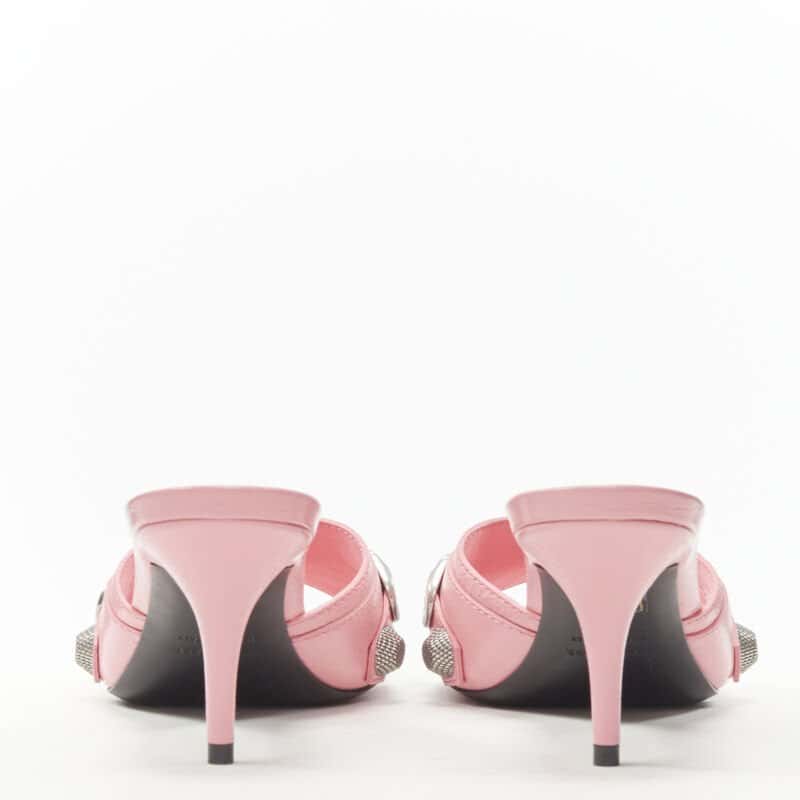 Balenciaga Studded Mule Heels Pink Leather Never worn - Box View