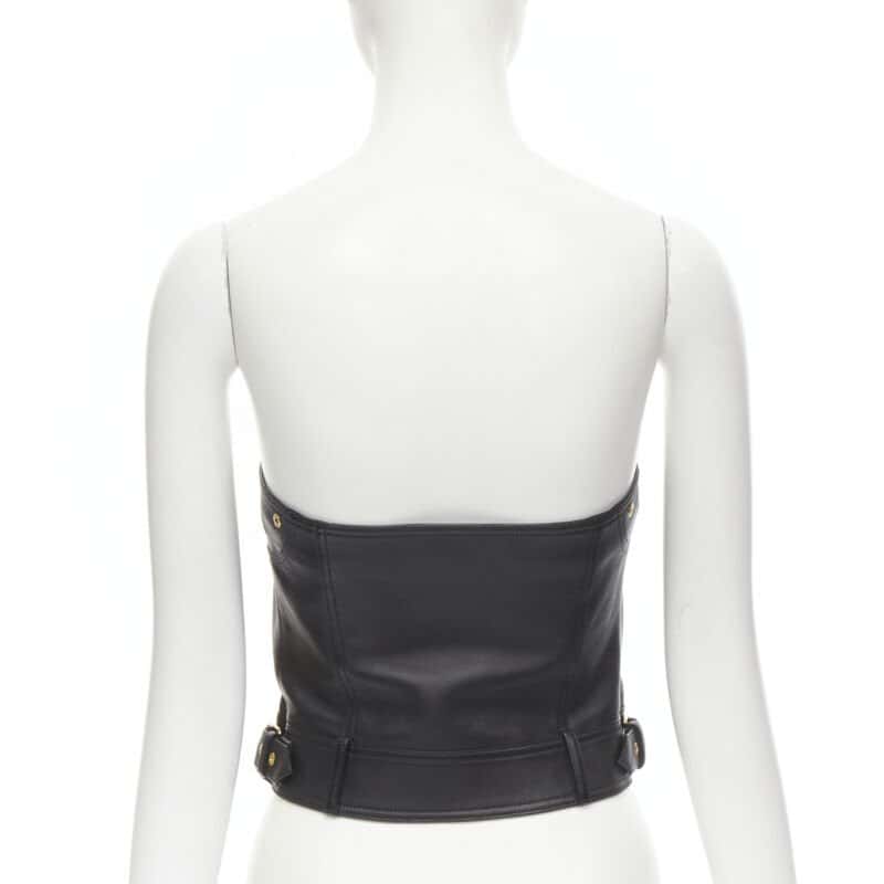 Versace Leather Medusa Top Black Leather Never worn, with tag - Model View