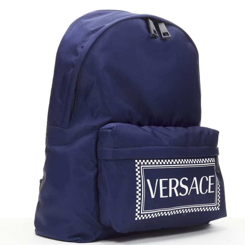 Versace 90's Box Logo backpack Navy Never worn, with tag - Front View