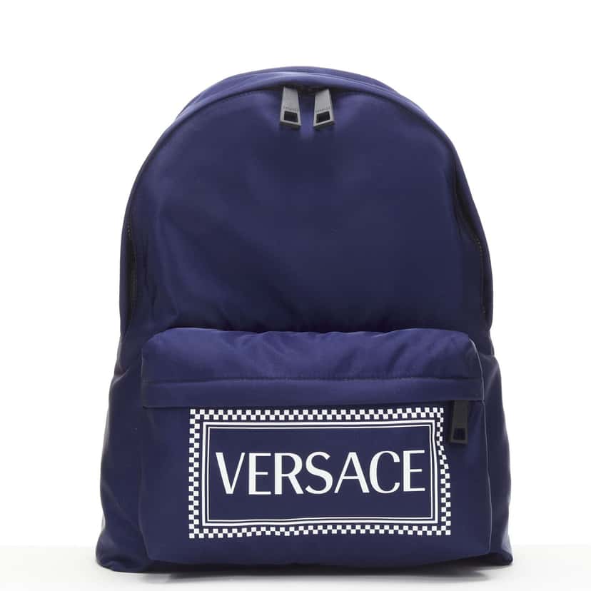 Versace 90's Box Logo backpack Navy Never worn, with tag - Back View
