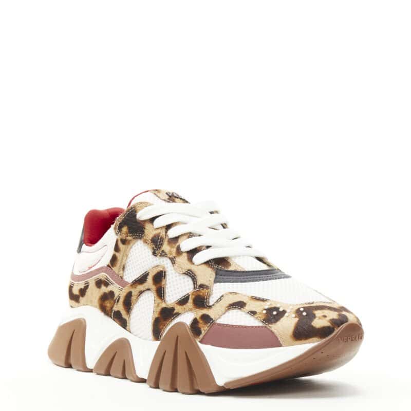Versace Leopard Chunky Sneakers Brown Polyester Very good condition - Back View