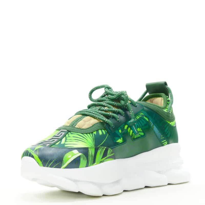 Versace Jungle Chunky Sneakers Green Leather Never worn - Model View