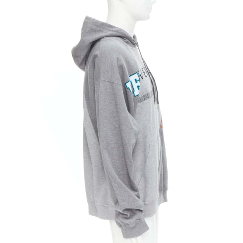 Versace Mixed Logo Hoodie Grey Cotton Never worn, with tag - Model View