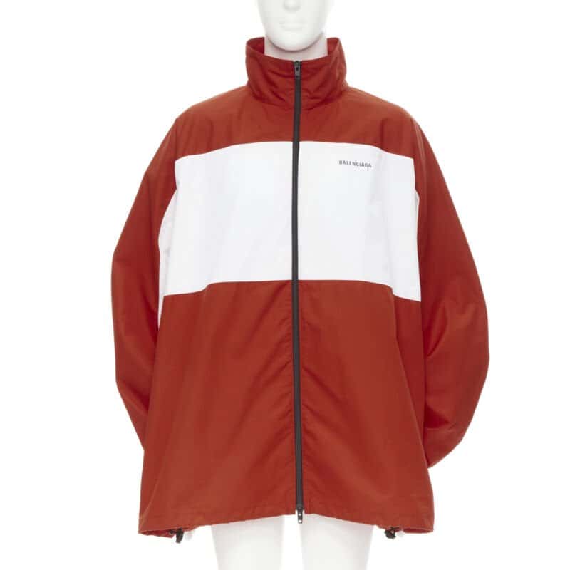 Balenciaga Red Logo Track Jacket Red Cotton Never worn, with tag - Front View