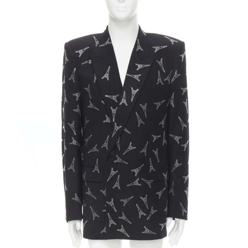 Balenciaga Crystal Power Blazer Black Viscose Never worn, with tag - Front View