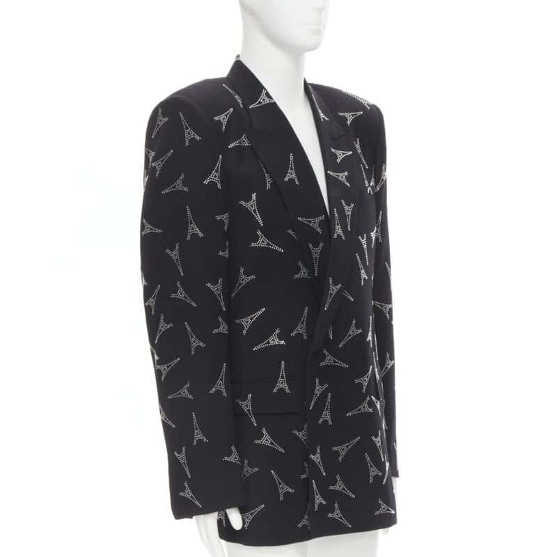 Balenciaga Crystal Power Blazer Black Viscose Never worn, with tag - Inside View