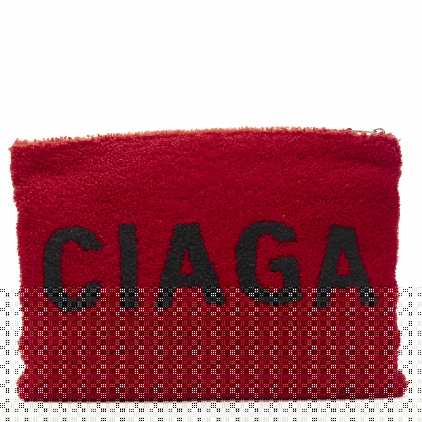 Balenciaga Shearling Zip Clutch Red Fur Never worn, with tag - Model View