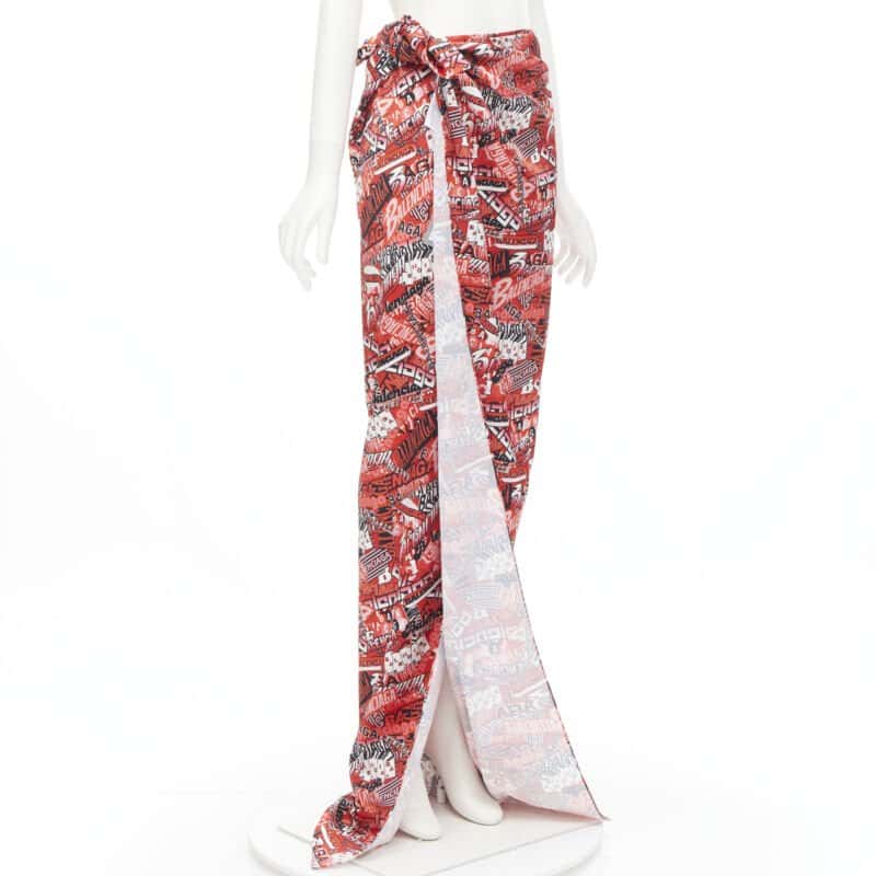 Balenciaga Logo Print Skirt Red Viscose Never worn, with tag - Inside View