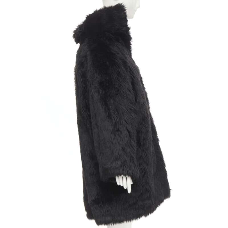Balenciaga Black Fur Swing Coat Black Polyester Never worn, with tag - Model View
