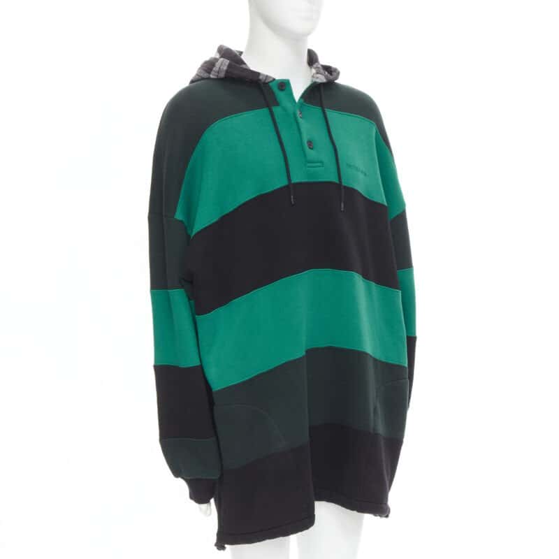 Balenciaga Striped Hoodie Green Cotton Never worn, with tag - Model View