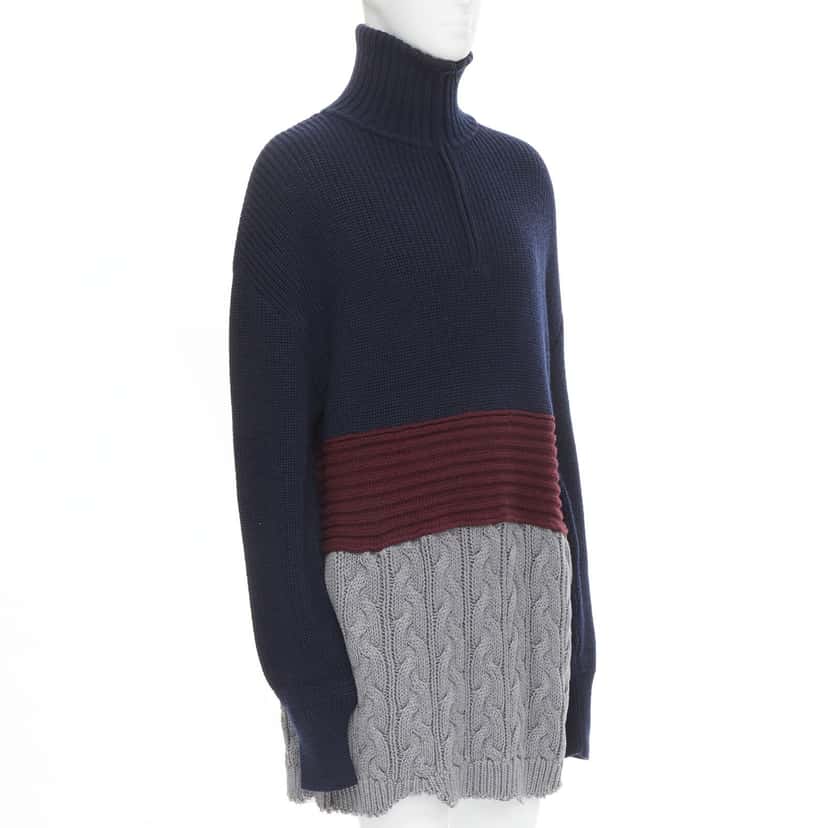 Balenciaga Cable Knit Sweater Navy Wool Never worn, with tag - Front View