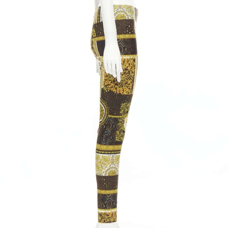 Versace Baroque Leggings Gold Polyamide Never worn, with tag - Model View