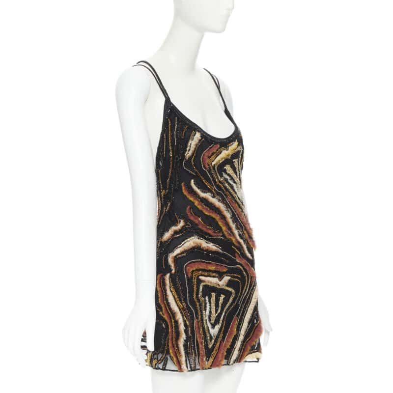 Versace Animalier Bead Dress Brown Silk Never worn, with tag - Inside View