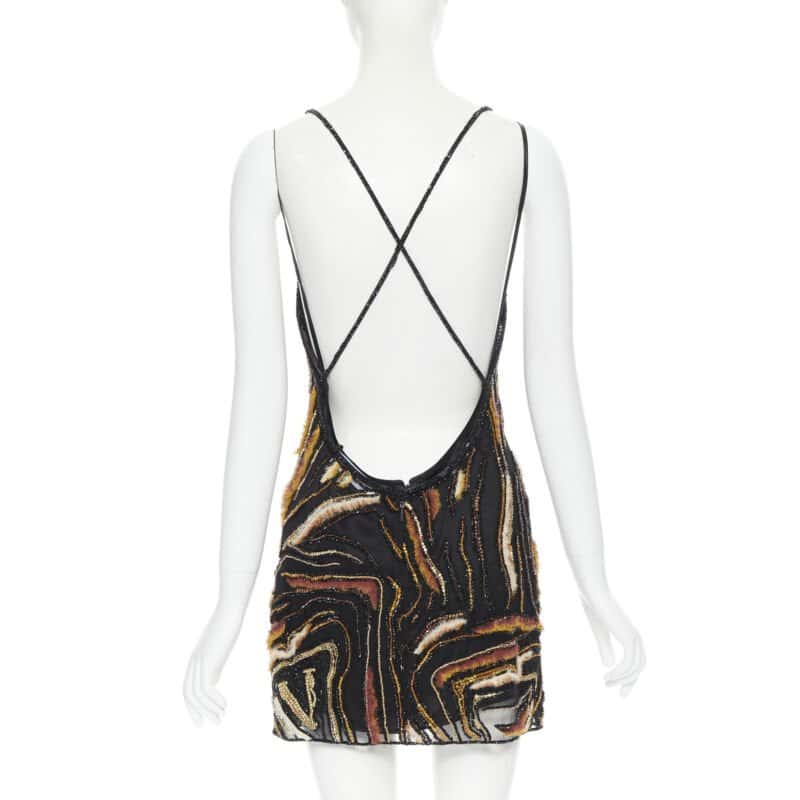 Versace Animalier Bead Dress Brown Silk Never worn, with tag - Box View