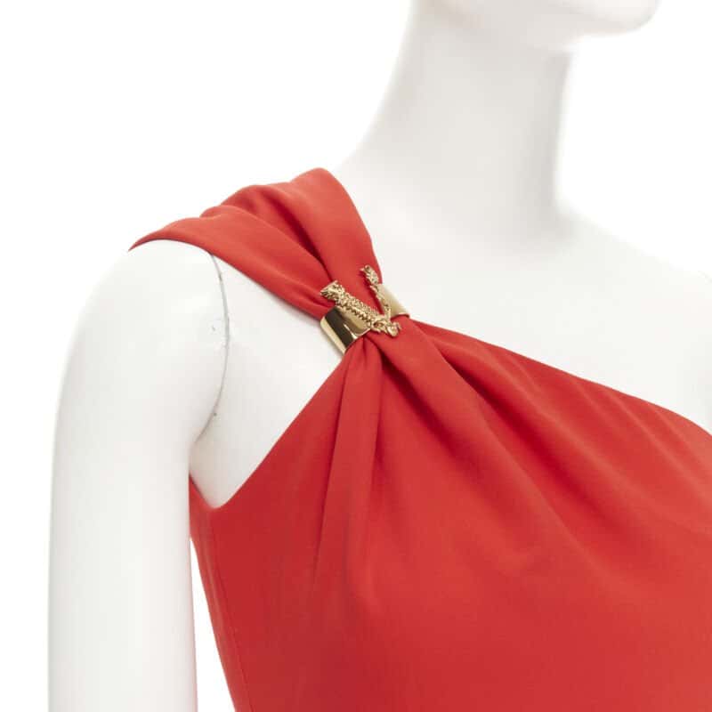 Versace Virtus V Gown Red Silk Never worn, with tag - Back View