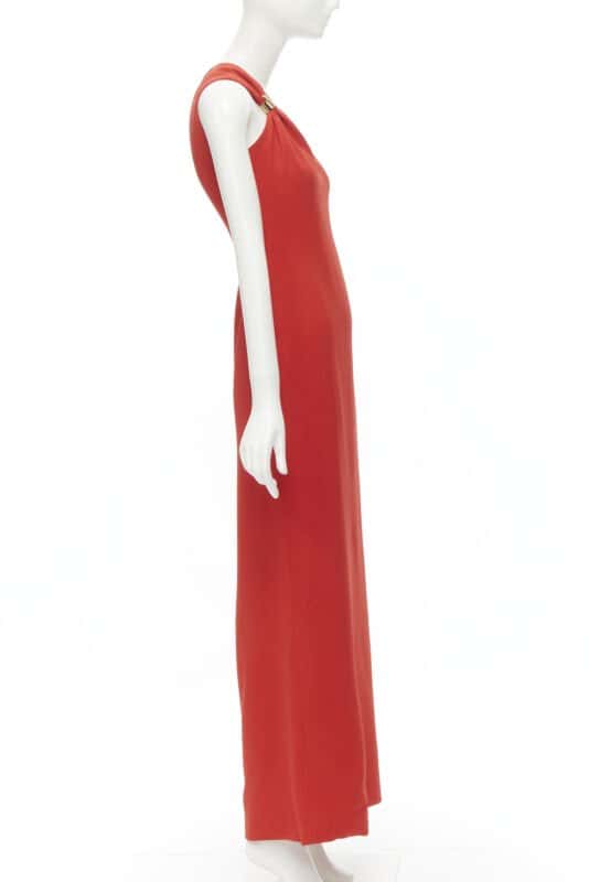 Versace Virtus V Gown Red Silk Never worn, with tag - Model View