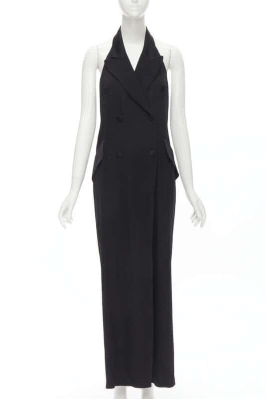 Moschino Halter Slit Jumpsuit Black Polyester Never worn - Front View