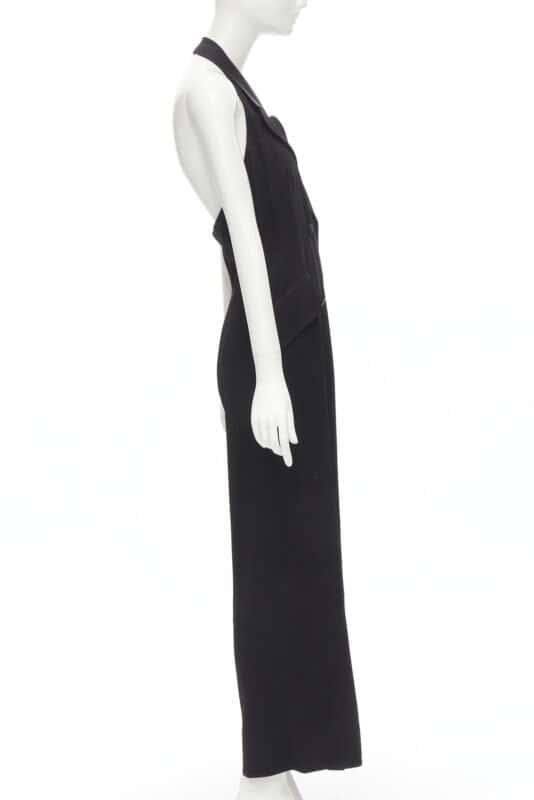 Moschino Halter Slit Jumpsuit Black Polyester Never worn - Model View