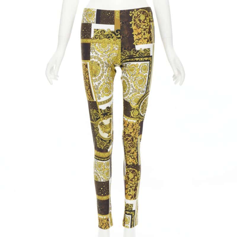 Versace Baroque Leggings Gold Polyamide Never worn, with tag - Front View