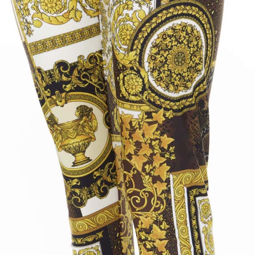 Versace Mosaic Print Leggings Gold Polyamide Never worn, with tag - Back View