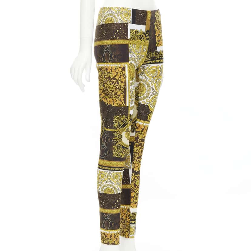 Versace Mosaic Print Leggings Gold Polyamide Never worn, with tag - Inside View