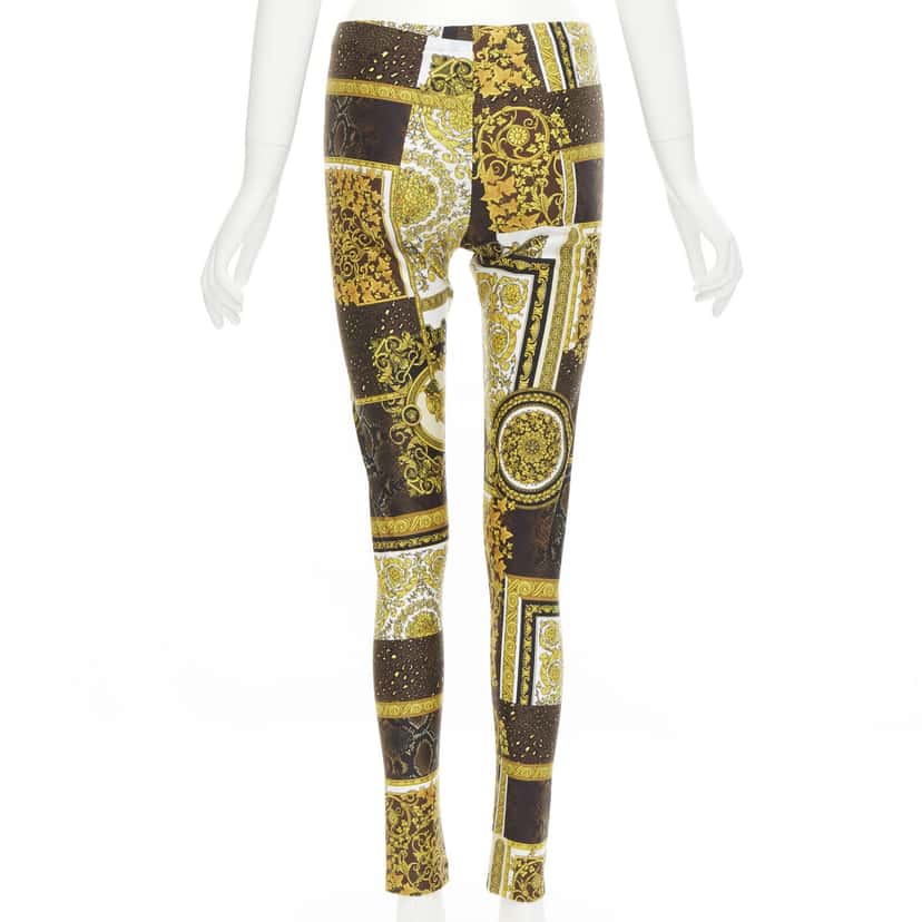 Versace Mosaic Print Leggings Gold Polyamide Never worn, with tag - Box View