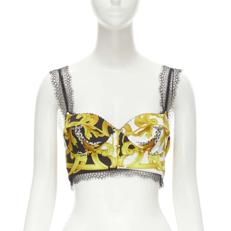 Versace Acanthus Lace Bra Gold Polyester Never worn, with tag - Front View