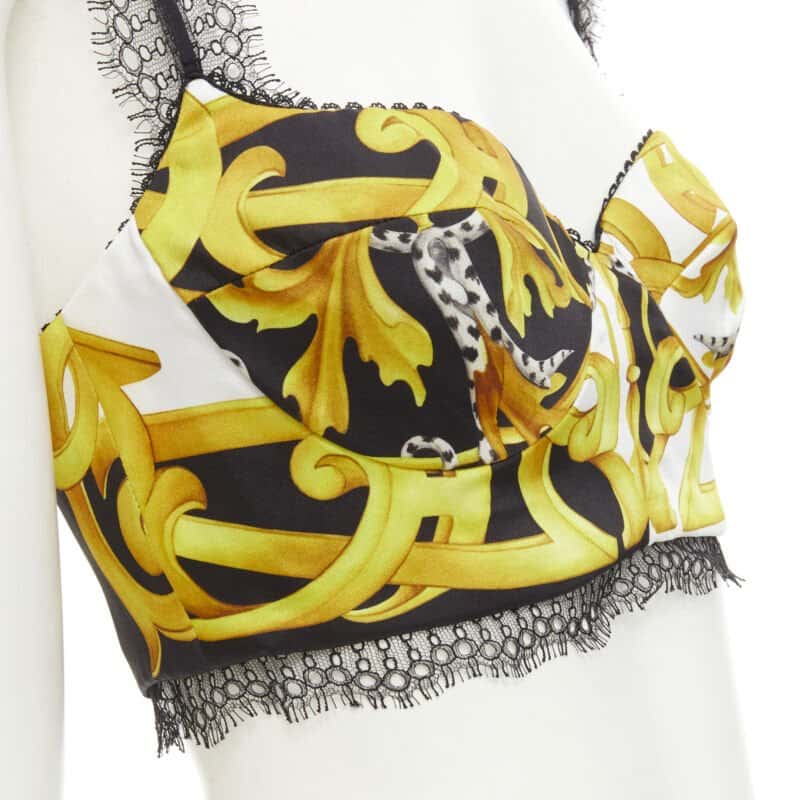 Versace Acanthus Lace Bra Gold Polyester Never worn, with tag - Back View