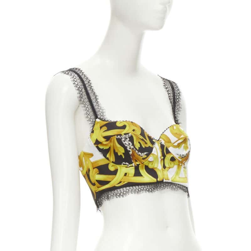 Versace Acanthus Lace Bra Gold Polyester Never worn, with tag - Inside View