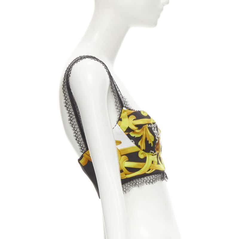 Versace Acanthus Lace Bra Gold Polyester Never worn, with tag - Model View
