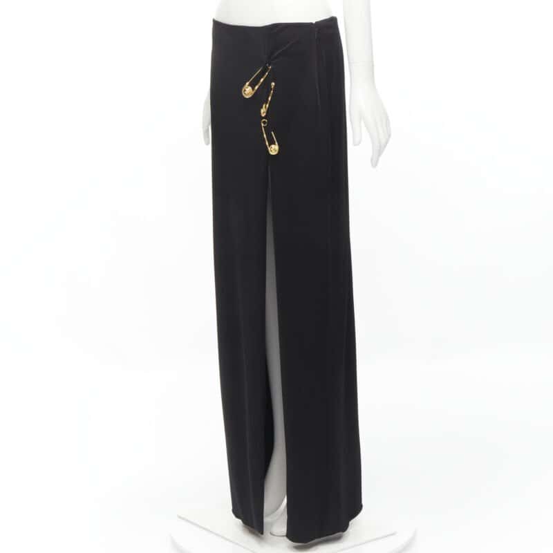 Versace High Slit Skirt Black Viscose Never worn, with tag - Inside View