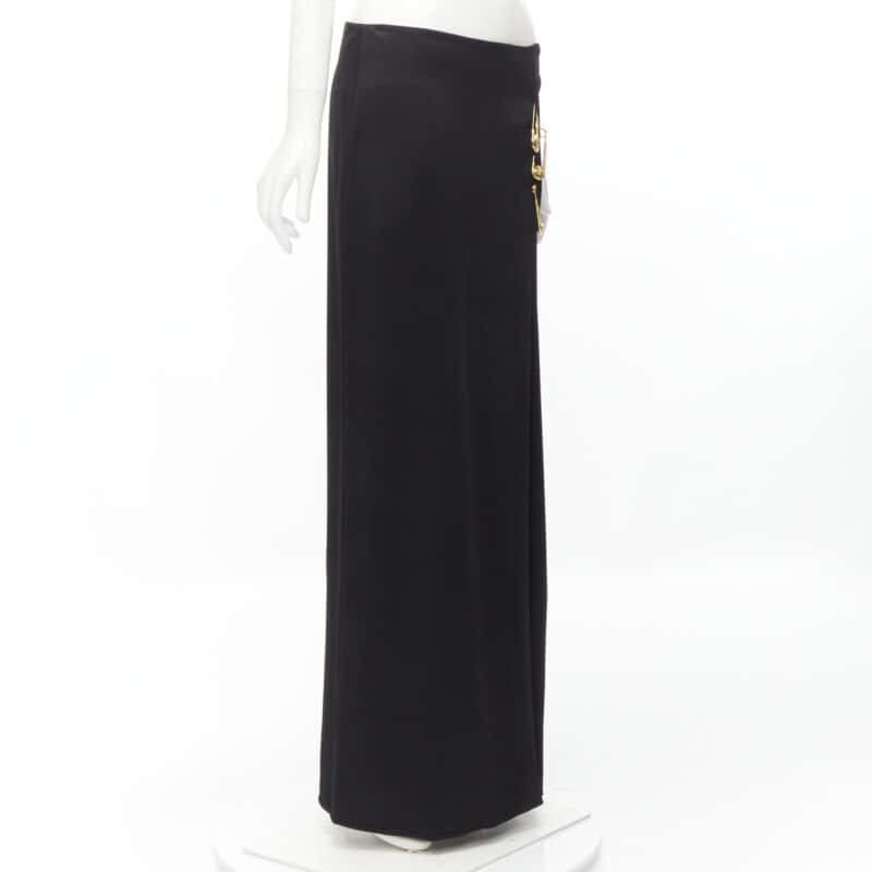 Versace High Slit Skirt Black Viscose Never worn, with tag - Model View