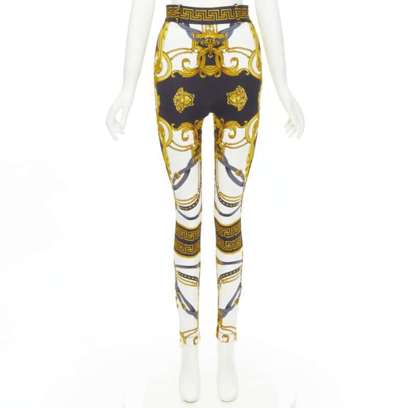 Versace Harness Leggings Gold Viscose Never worn, with tag - Front View