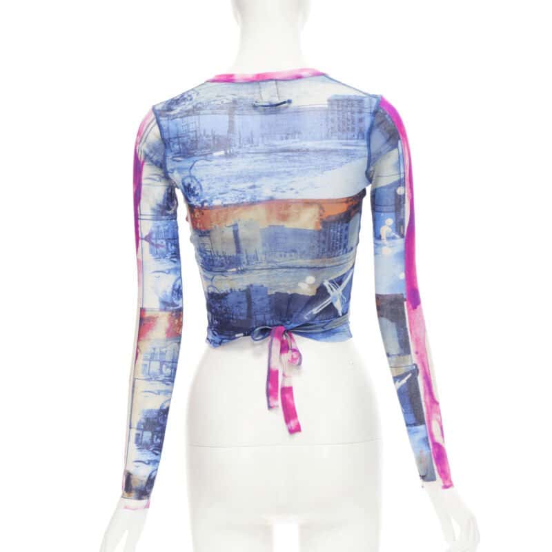 Jean Paul Gaultier Cityscape Wrap Top Blue Polyamide Never worn - Box View