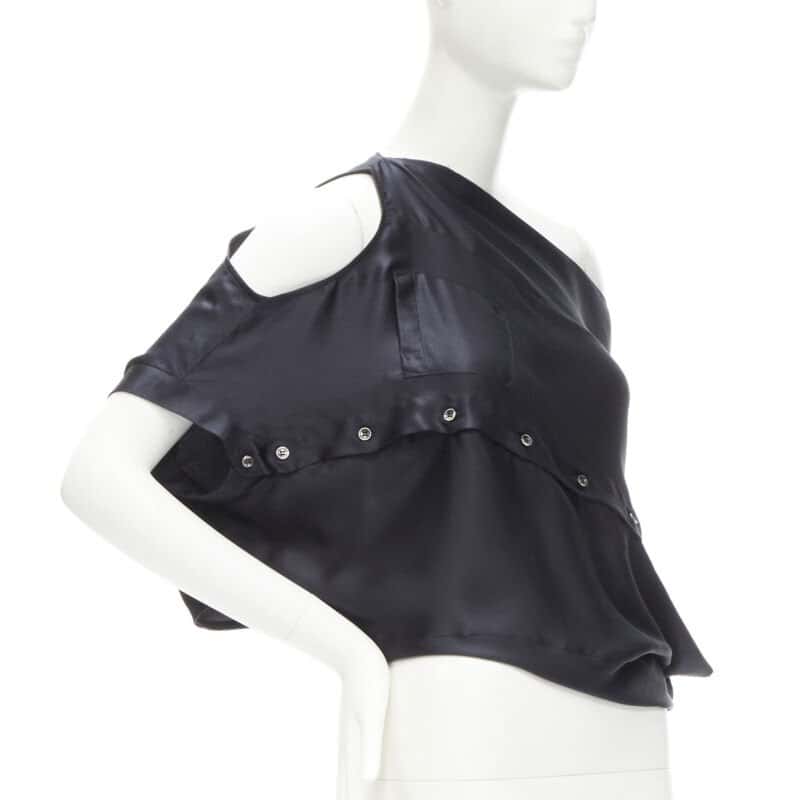 Maison Martin Margiela Sideways Off Top Black Silk Never worn - Front View