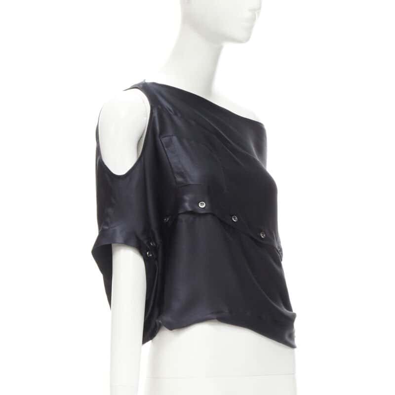 Maison Martin Margiela Sideways Off Top Black Silk Never worn - Model View