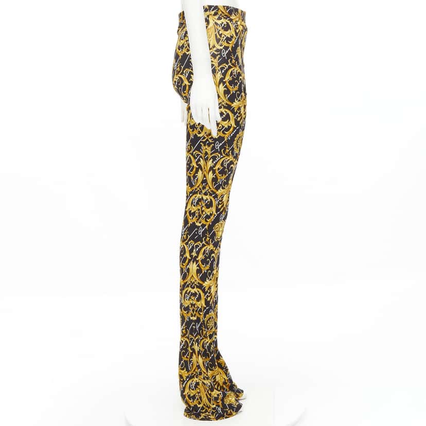 Versace Barocco Flare Pants Gold Viscose Never worn, with tag - Model View