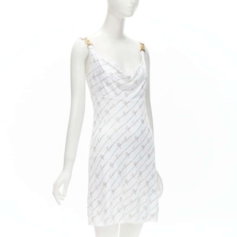 Versace Medusa Crystal Dress White Viscose Never worn, with tag - Front View