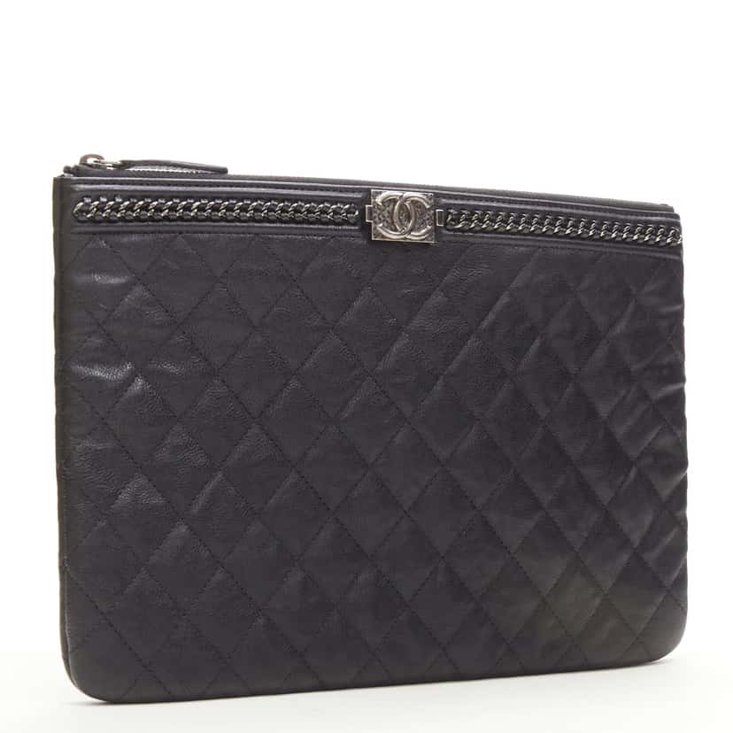 Chanel O Case Black Leather Never worn - Back View