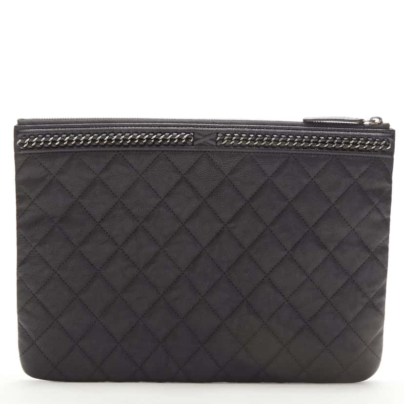 Chanel O Case Black Leather Never worn - Inside View
