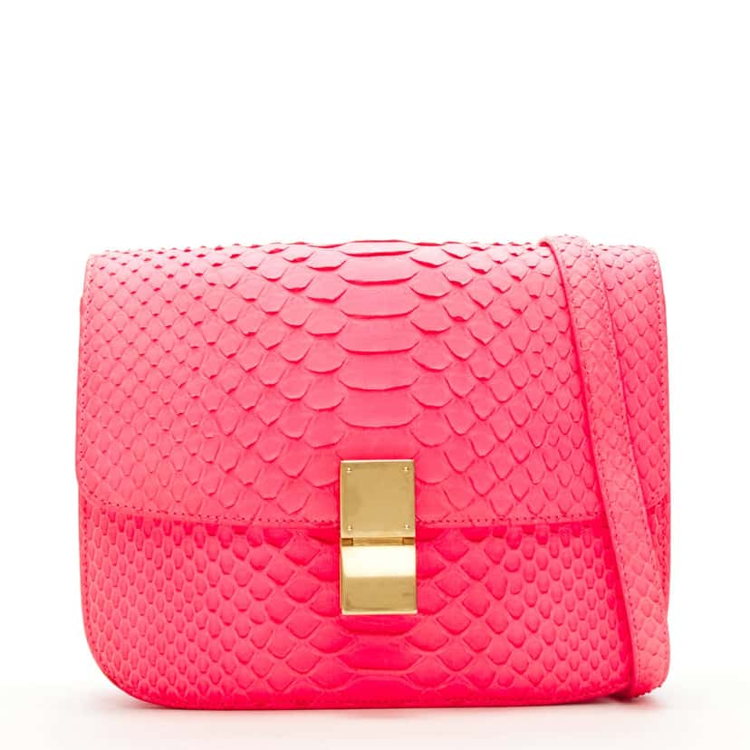 Celine Neon Classic Box Bag Pink Leather Very good condition - Front View