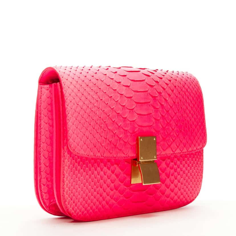 Celine Neon Classic Box Bag Pink Leather Very good condition - Back View